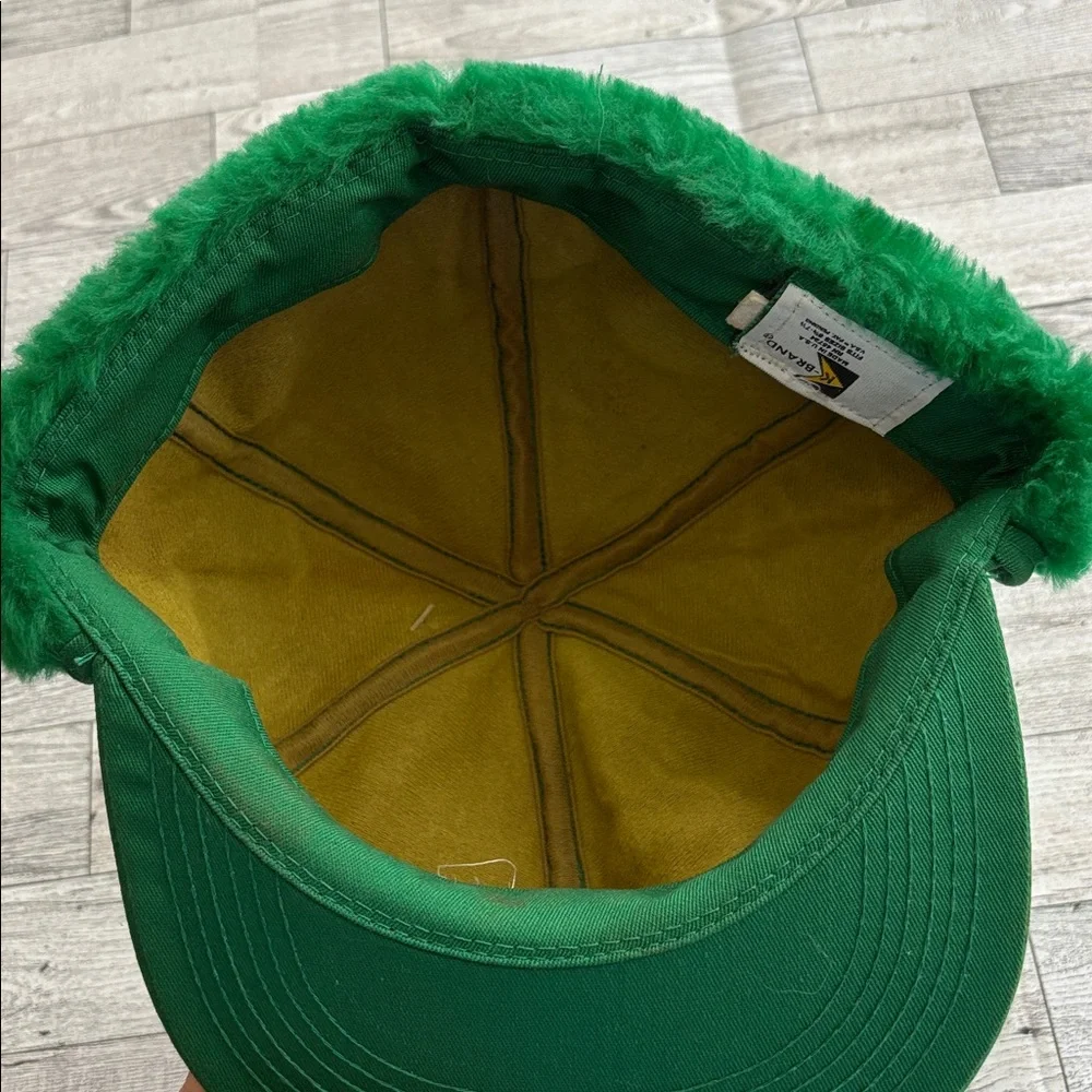 Vintage Pioneer Cap Green Seed Corn Hat Fur lined‎ Ear Flaps NWT RARE USA Farm